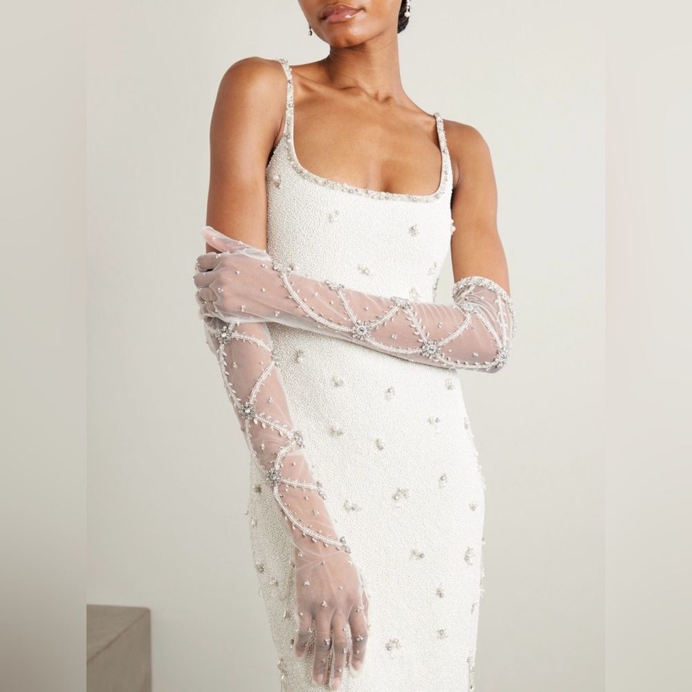 Clio Peppiatt Embellished Tulle Gloves